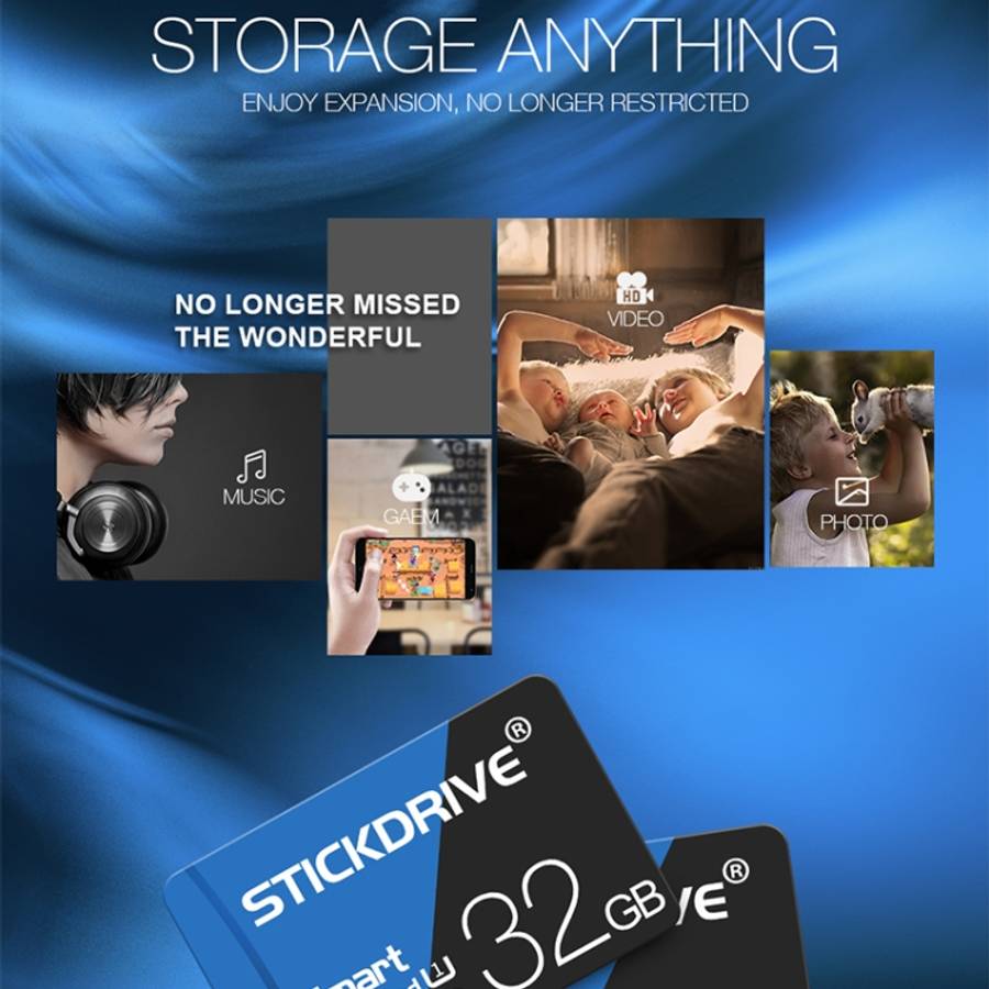 STICKDRIVE 128GB High Speed U3 Blue and Black TF(Micro SD) Memory Card