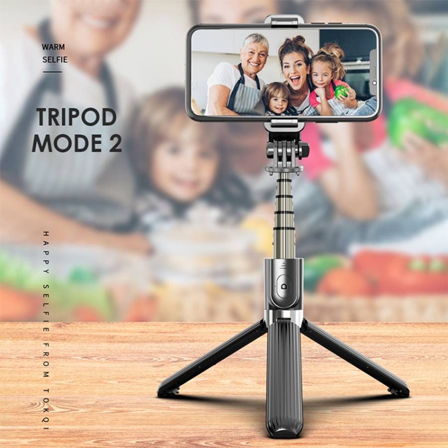 L03 Aluminum Alloy Foldable Bluetooth Tripod Selfie Stick, L03 Black