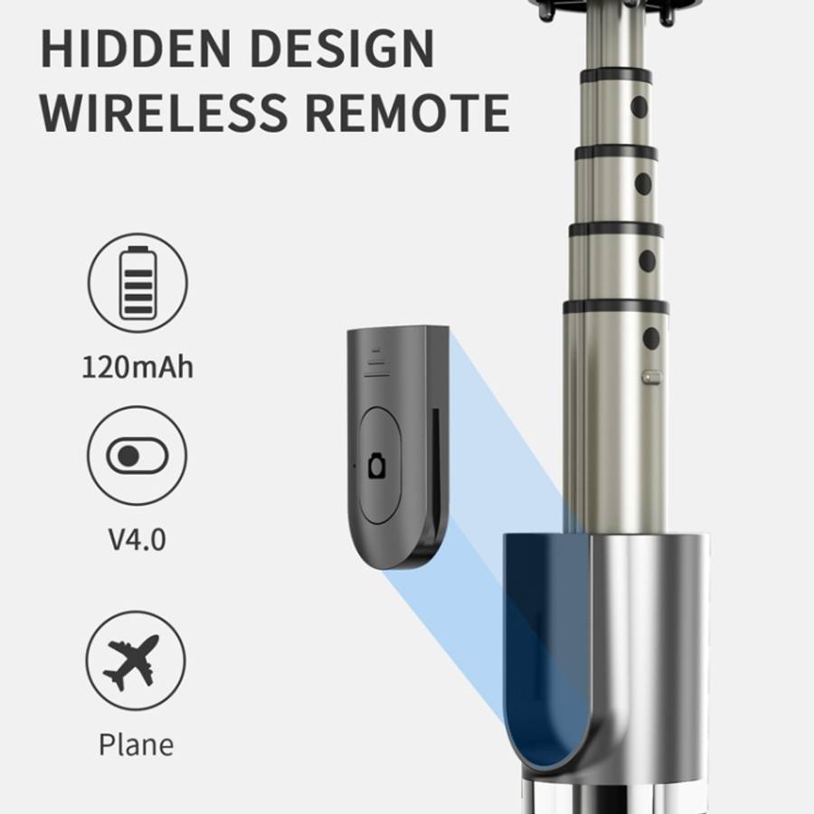 L03 Aluminum Alloy Foldable Bluetooth Tripod Selfie Stick, L03 Black