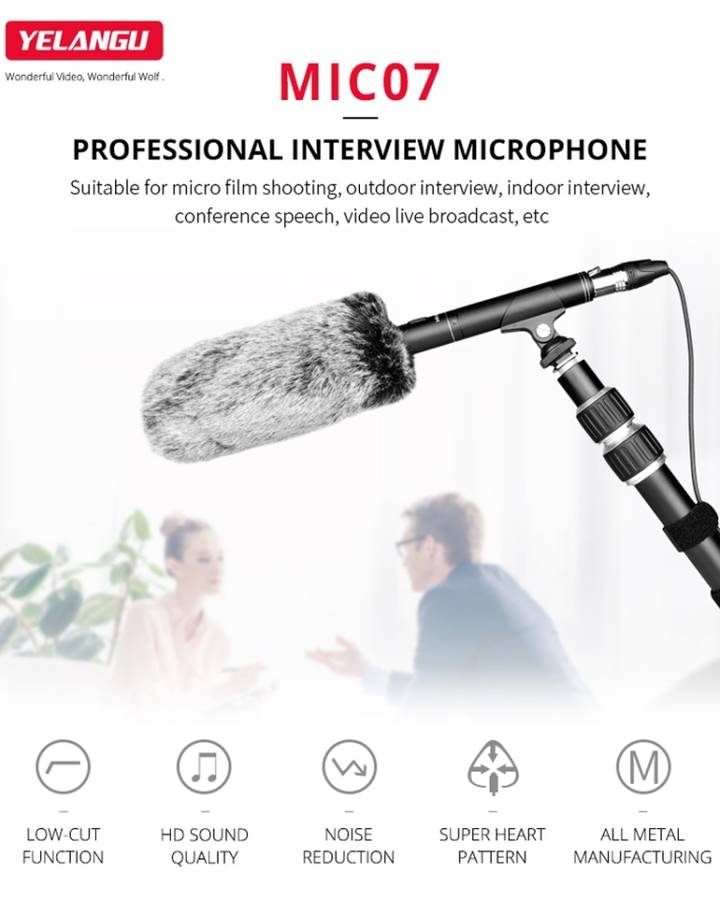 YELANGU YLG9933A MIC07 Professional Interview Condenser Video Shotgun Microphone with 6.5mm Audio...