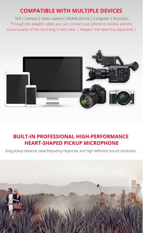 YELANGU YLG9933A MIC07 Professional Interview Condenser Video Shotgun Microphone with 6.5mm Audio...