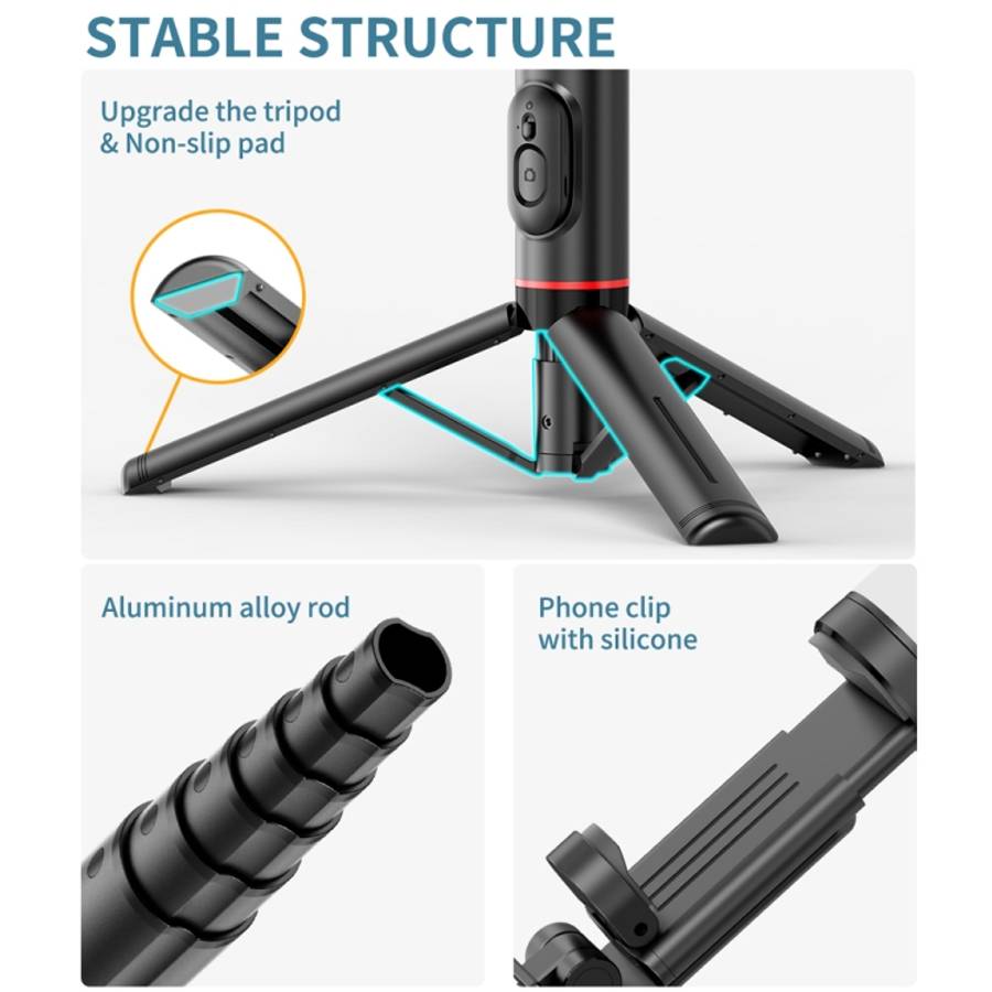 Q12s Bluetooth Remote Control Rotatable Fill Light Tripod Selfie Stick