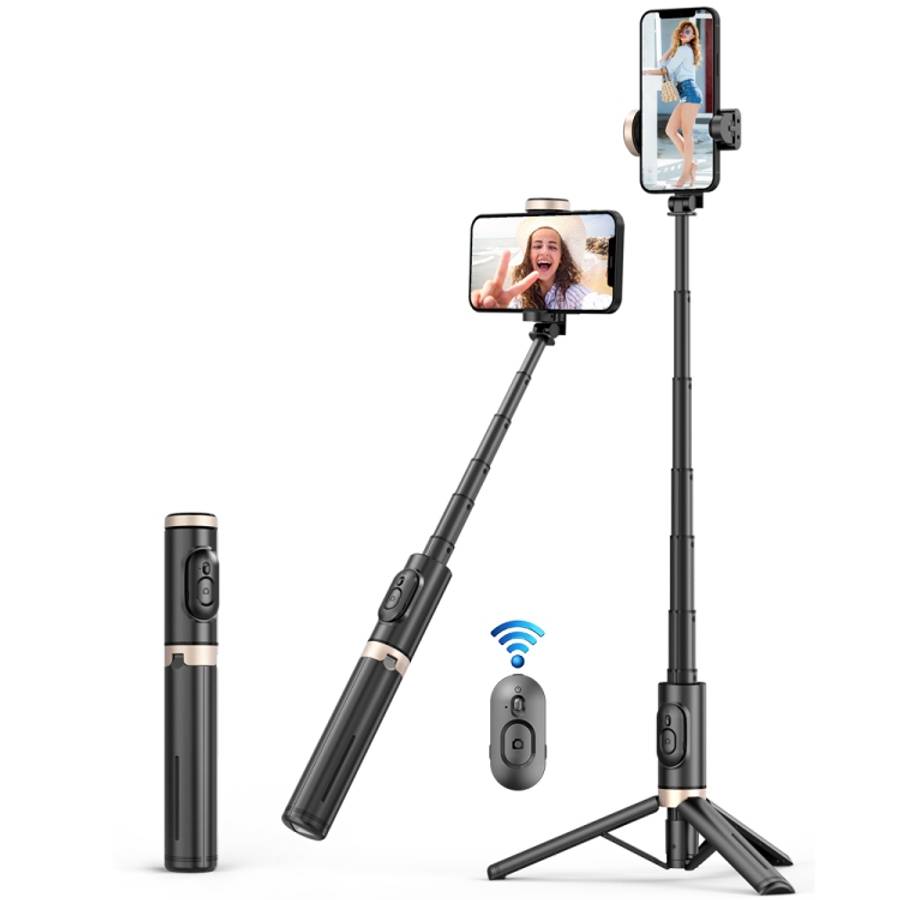 Q12 Hidden Design Reinforced Bluetooth Remote Control Tripod Selfie Stick, Q12 (Black)