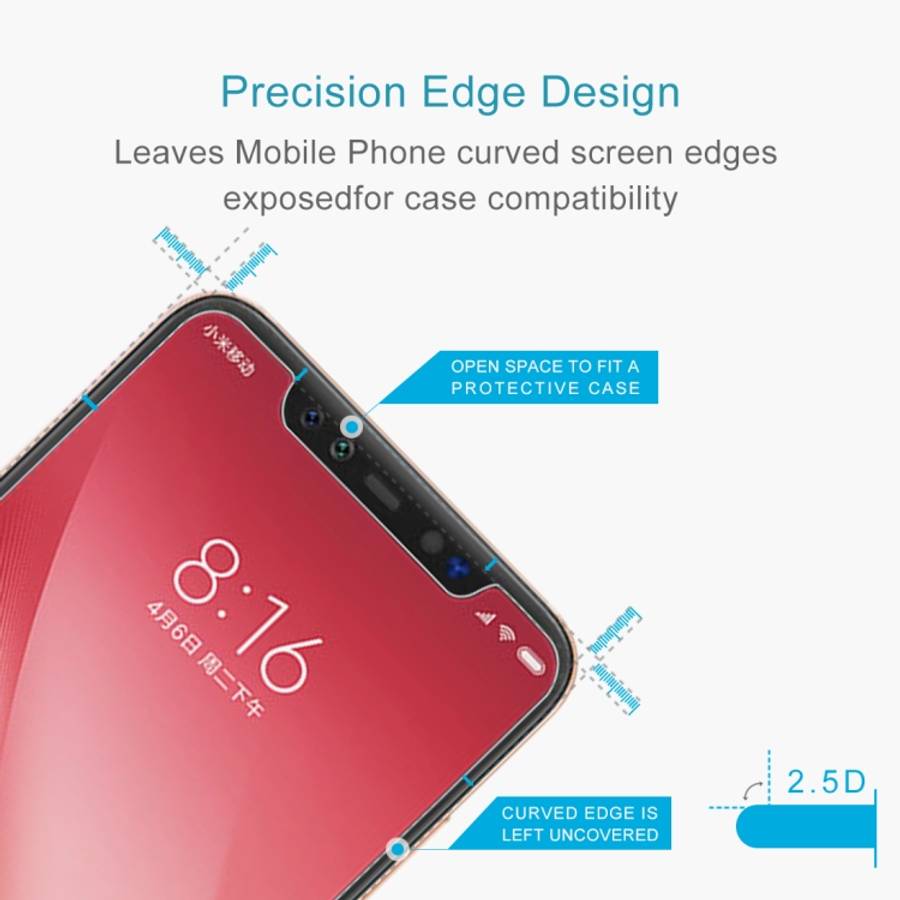 100 PCS 0.26mm 9H 2.5D Explosion-proof Tempered Glass Film for Xiaomi Mi 8 Pro