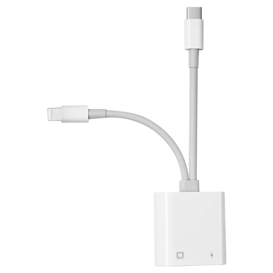 NK-1035 Pro 2 in 1 USB-C / Type-C + 8 Pin Male to RJ45 + 8 Pin Charging Female Interface Adapter