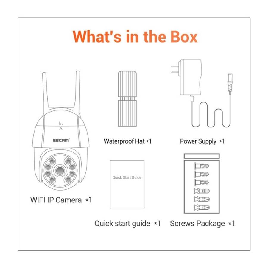 ESCAM QF218 1080P Pan / Tilt AI Humanoid Detection IP66 Waterproof WiFi IP Camera, Support ONVIF ...