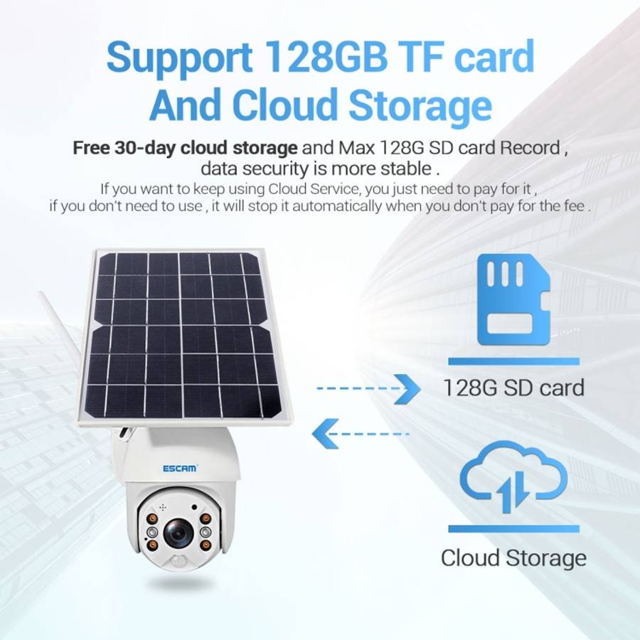 ESCAM QF480 US Version HD 1080P IP66 Waterproof 4G Solar Panel PT IP Camera without Battery, Supp...