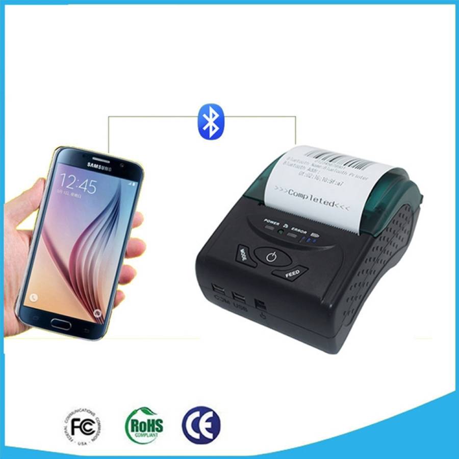 POS-5807 58mm Portable USB Port Thermal Bluetooth Ticket Printer, Max Supported Thermal Paper Siz...