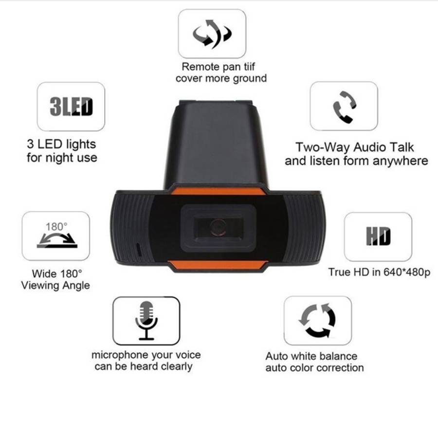 A870 480P Pixels HD 360 Degree WebCam USB 2.0 PC Camera with Microphone for Skype Computer PC Lap...