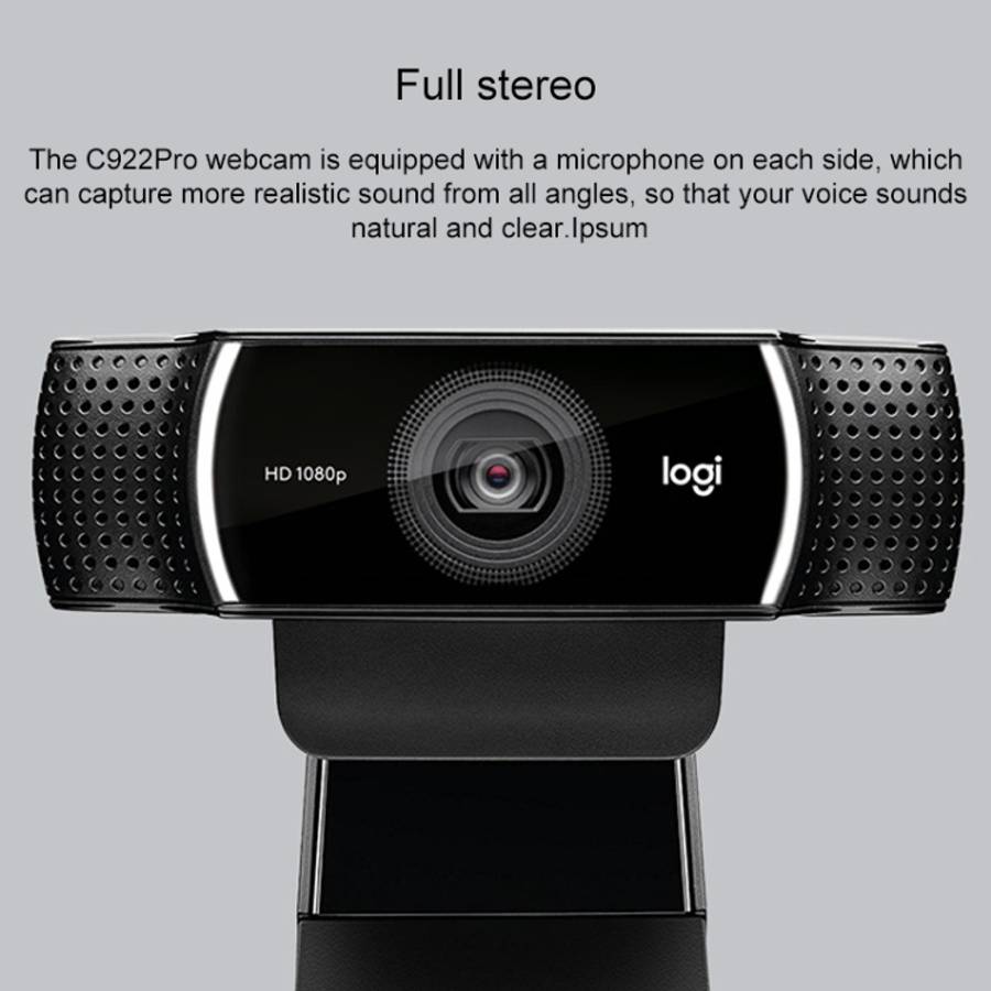 Logitech C922 HD 1080P Auto Focus Webcam with 2 Omnidirectional Microphones