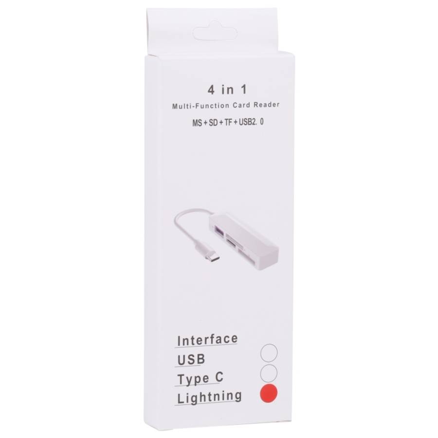 4 in 1 MS + SD + TF + USB2.0 Multi-function Card Reader for 8 Pin Devices