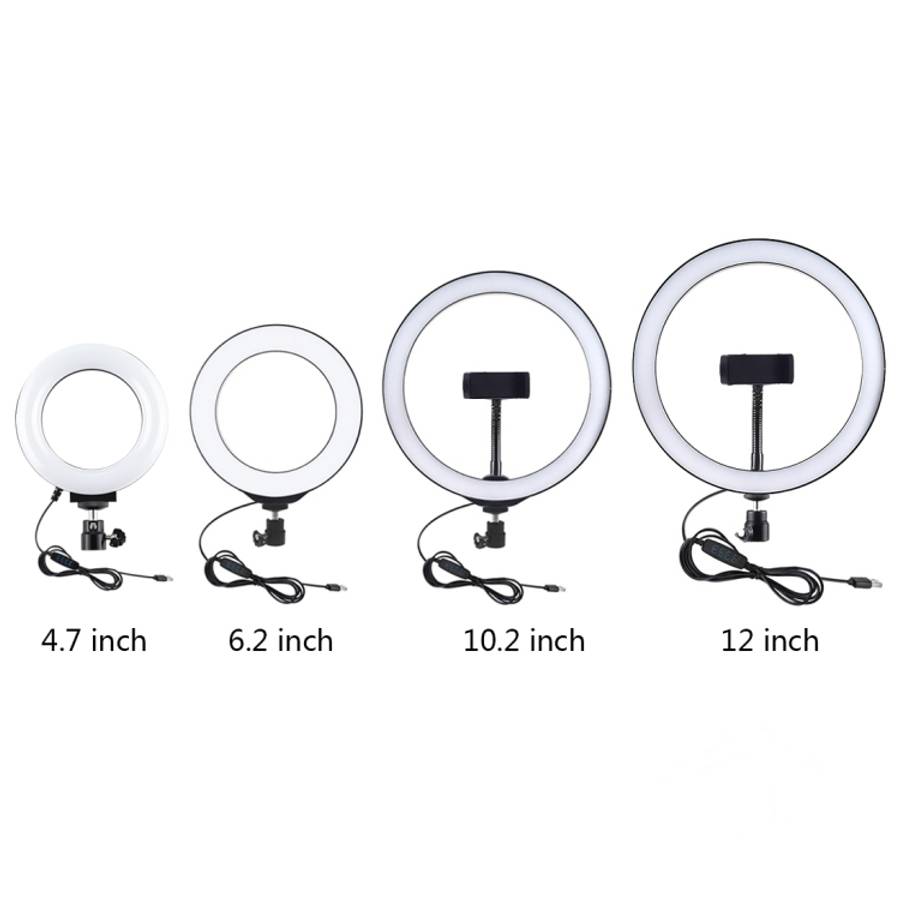 PULUZ Round Base Desktop Holder + 4.7 inch 12cm 3 Modes USB Dimmable LED Ring Vlogging Video Ligh...