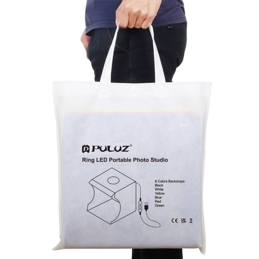 PULUZ 30cm Folding Portable Ring Light Board Photo Lighting Studio Shooting Tent Box Kit with 6 C...