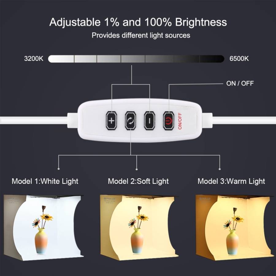 PULUZ 30cm Folding Portable Ring Light Board Photo Lighting Studio Shooting Tent Box Kit with 6 C...