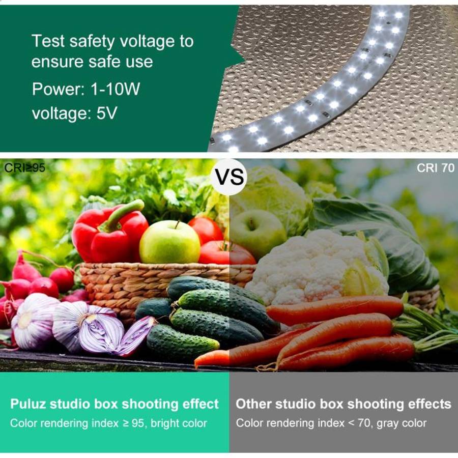 PULUZ 30cm Folding Ring Light Photo Lighting Studio Shooting Tent Box Kit with 6 Colors Black / W...