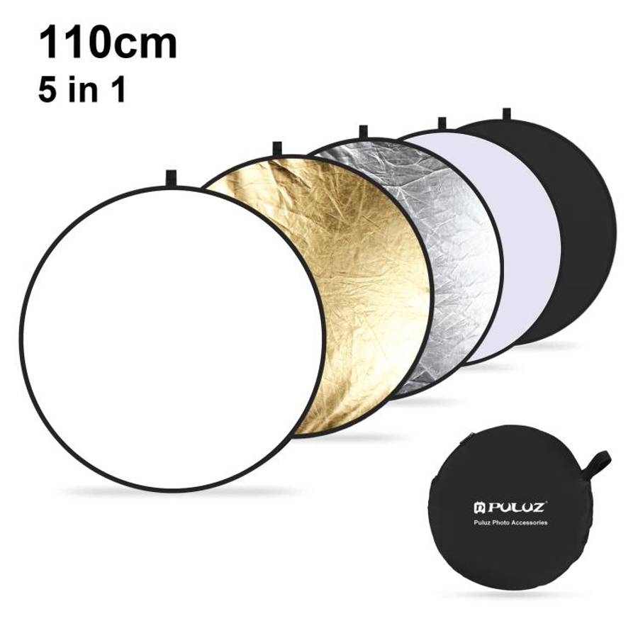 PULUZ 110cm 5 in 1 (Silver / Translucent / Gold / White / Black) Folding Photo Studio Reflector B...