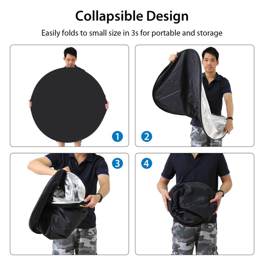 PULUZ 110cm 5 in 1 (Silver / Translucent / Gold / White / Black) Folding Photo Studio Reflector B...