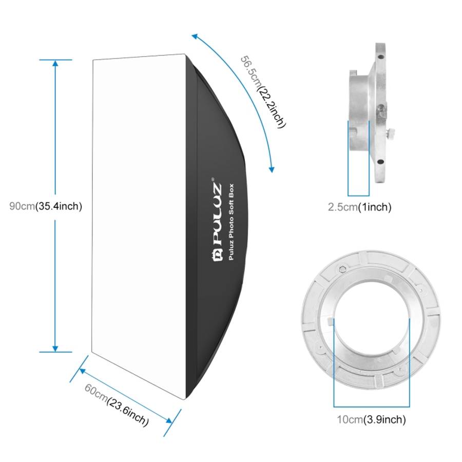 PULUZ Rectangle Speedlite Softbox Bowens Mount Diffuser