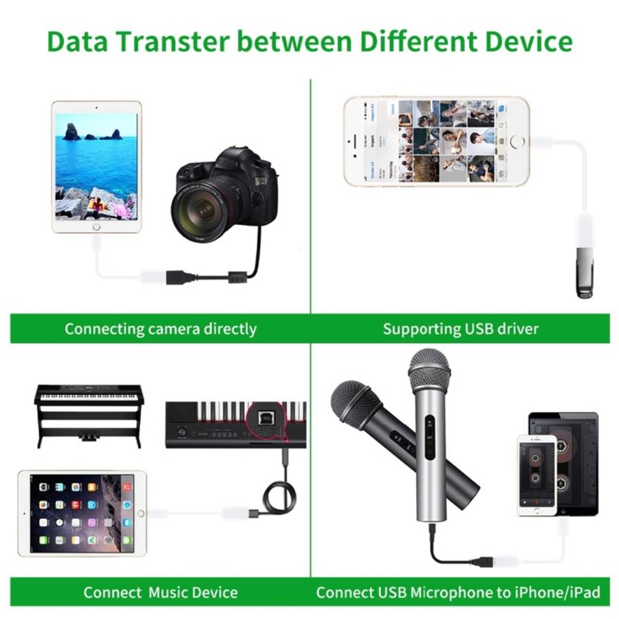 USB Female to 8pin Male OTG Adapter Cable, Support iOS 10.2 and Below, Length: 18cm(White)
