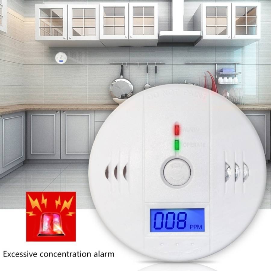 Gas Carbon Monoxide Detector Sensor Unit LCD CO Safety Alarm Tester(White)