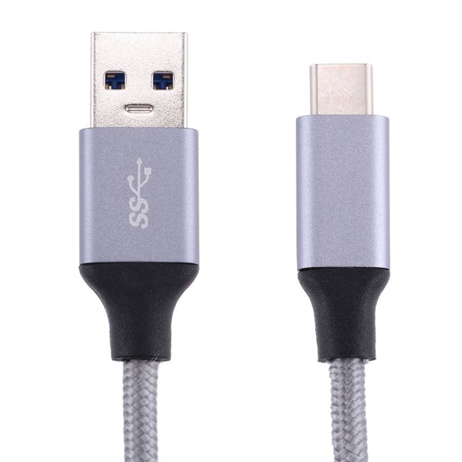 1m Wires Woven Metal Head USB-C / Type-C 3.1 to USB 3.0 Data / Charger Cable