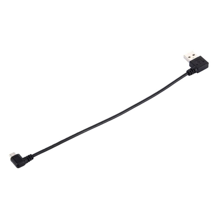 20cm USB 2.0 Male Angle Left to Left Turn Micro USB Male Angle Data Charging Cable