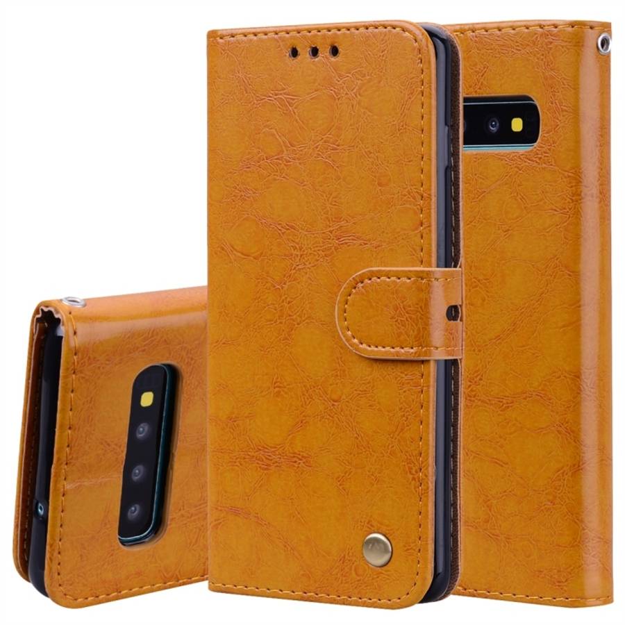Business Style Oil Wax Texture Horizontal Flip Leather Case for Galaxy S10 Plus, with Holder &amp...