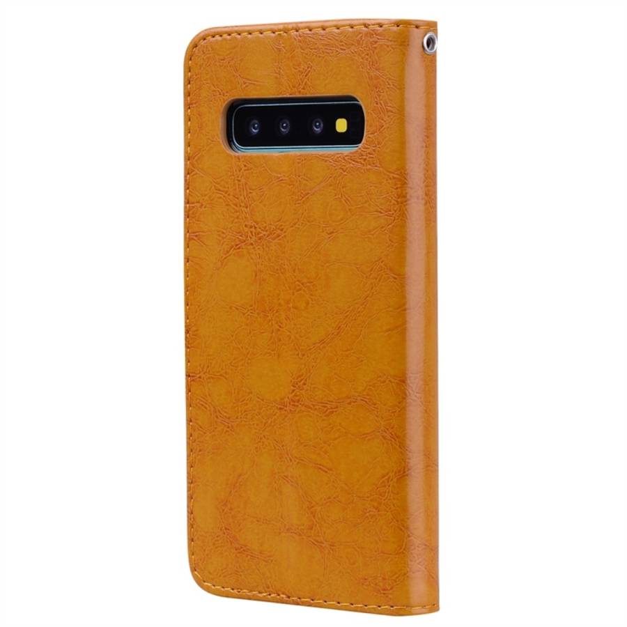 Business Style Oil Wax Texture Horizontal Flip Leather Case for Galaxy S10 Plus, with Holder &amp...