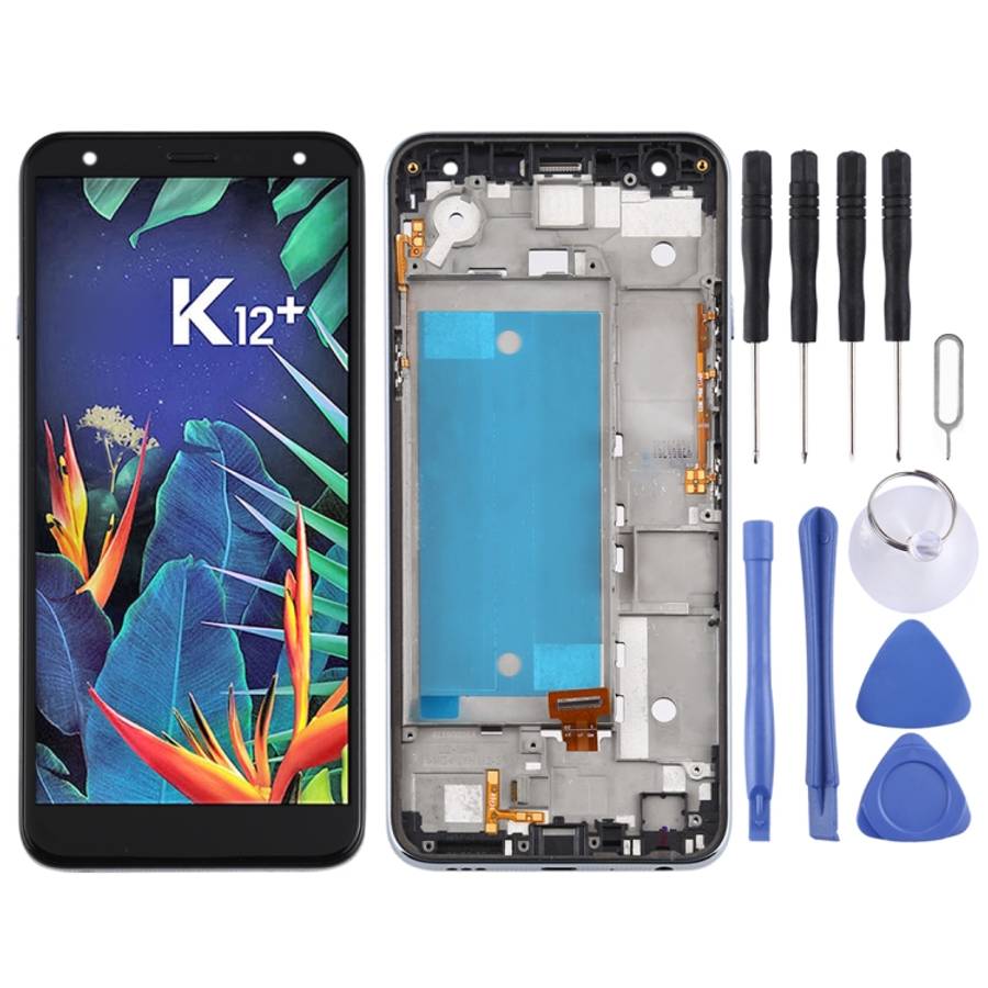 LCD Screen and Digitizer Full Assembly with Frame for LG K40 LMX420 / X4 2019 / K12 Plus,Double S...
