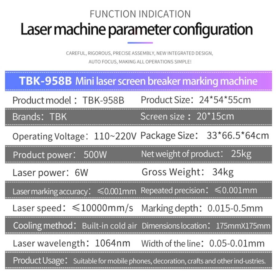TBK958B Automatic Mini Laser Marking Screen Separater Repair Machine