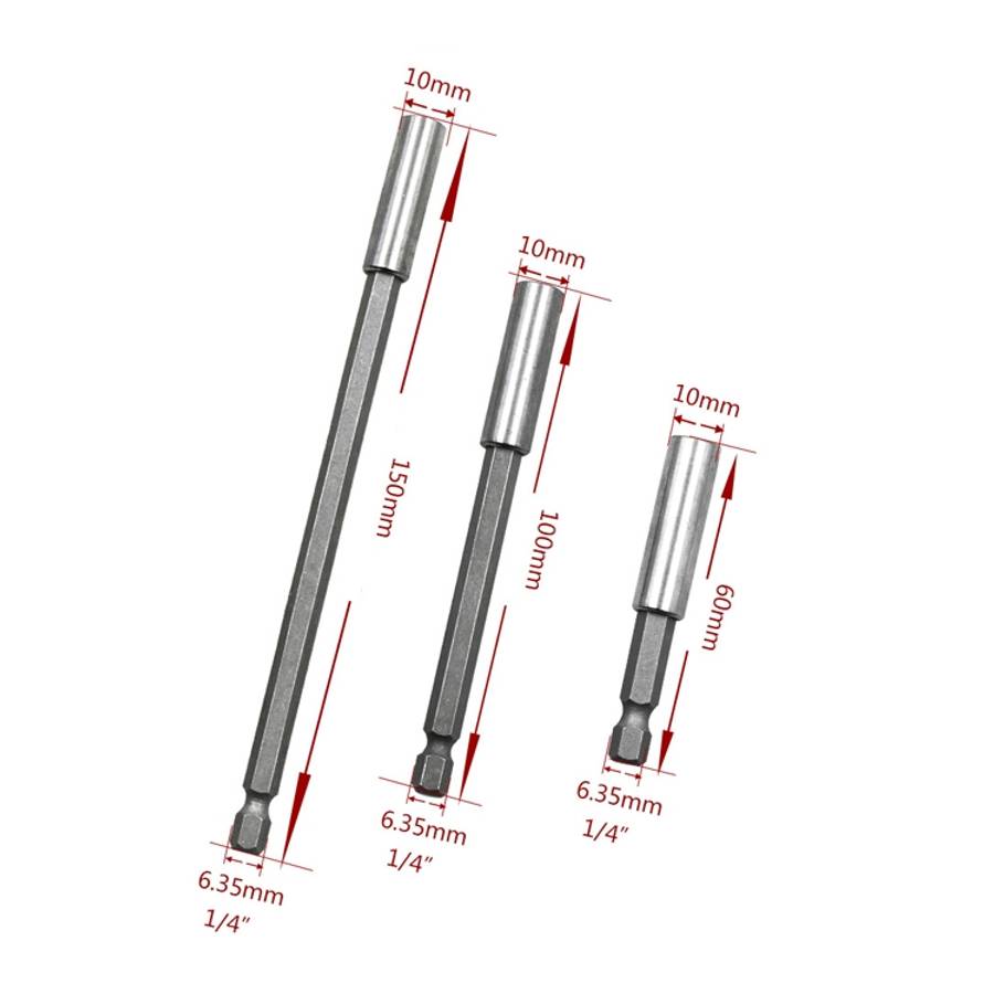 3 in 1 1/4 Electric Batch Head High Magnetism Connecting Rod Pistol Drill Extension Rod Sleeve Fa...