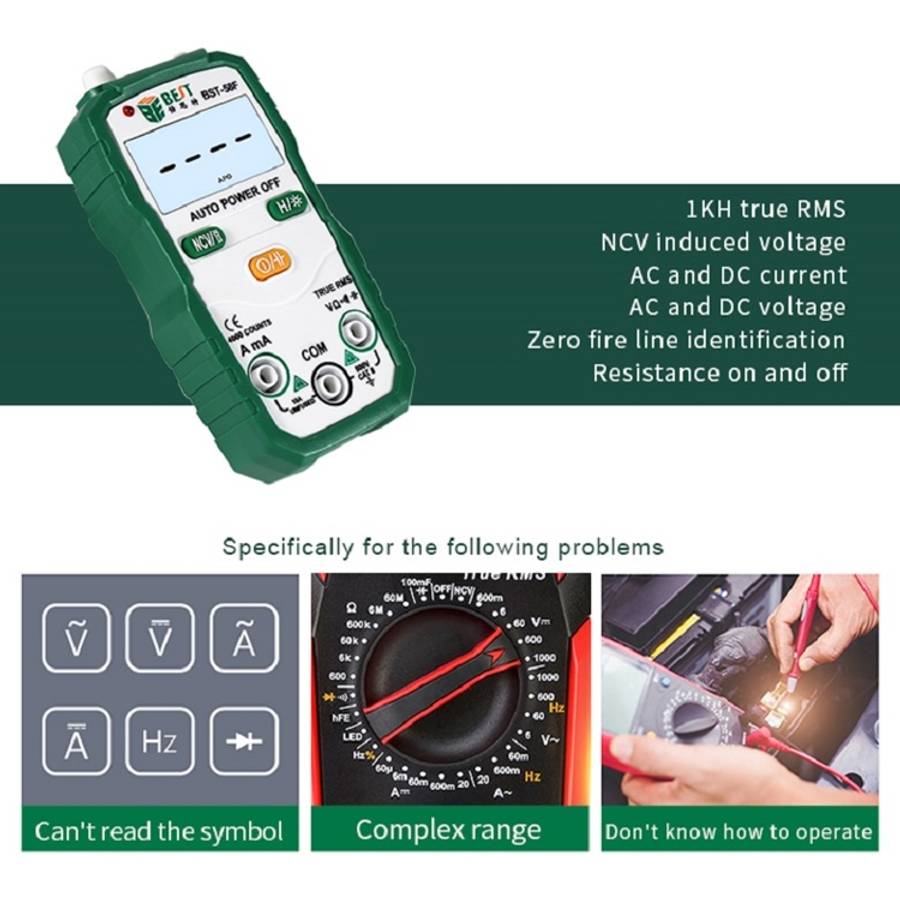 BEST BST-58F Full Automatic Range Multimeter Without Shift Intelligent Identification Digital Mul...