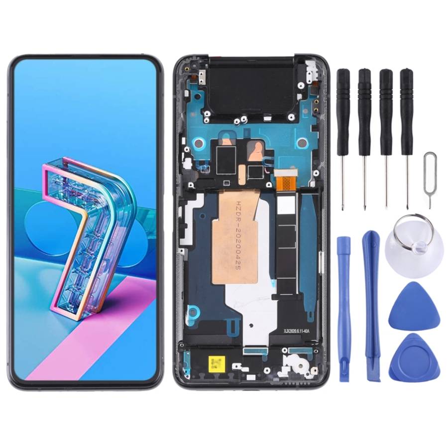90Hz AMOLED Material LCD Screen and Digitizer Full Assembly with Frame for Asus Zenfone 7 Pro / Z...
