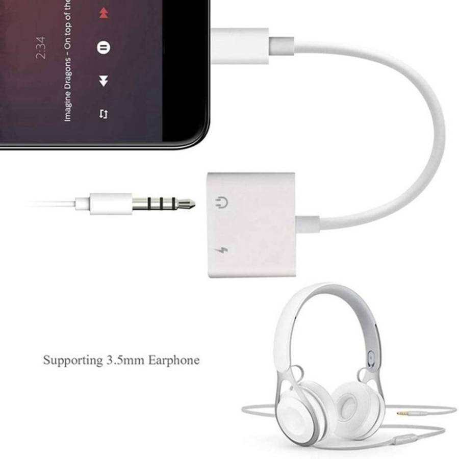 ZS-KL21804 2 in 1 8 Pin to 3.5mm Audio + 8 Pin Charging Interface, Earphone Adapter, Suitable for...