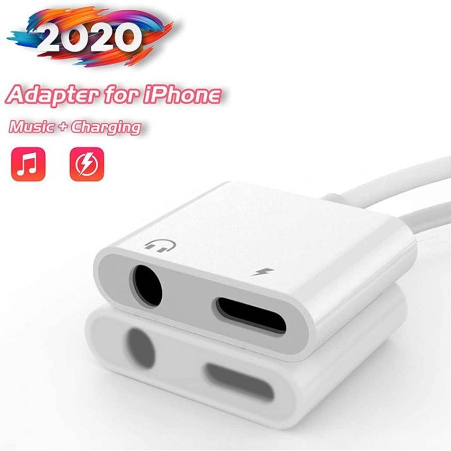 ZS-KL21804 2 in 1 8 Pin to 3.5mm Audio + 8 Pin Charging Interface, Earphone Adapter, Suitable for...
