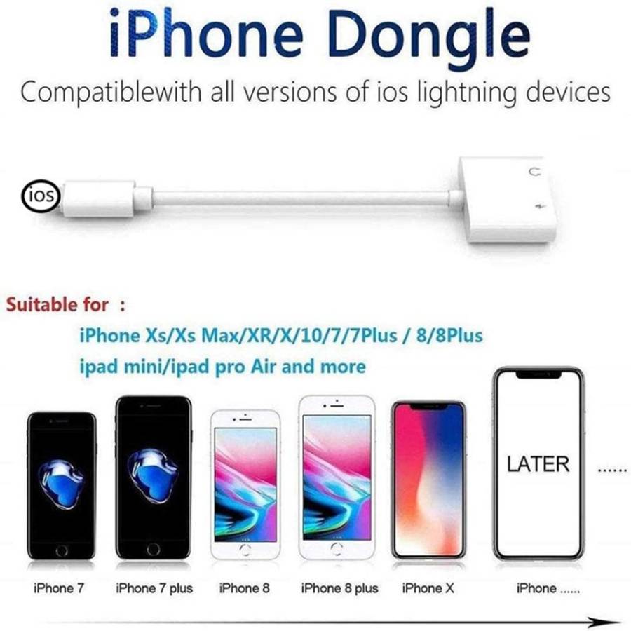 ZS-KL21804 2 in 1 8 Pin to 3.5mm Audio + 8 Pin Charging Interface, Earphone Adapter, Suitable for...