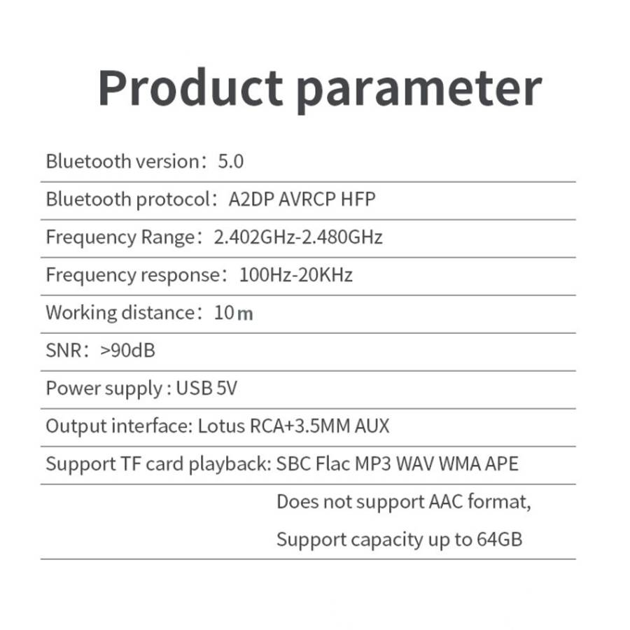R6 NFC Bluetooth 5.0 Desktop Music Receiver Bluetooth Receiver, Support TF Card