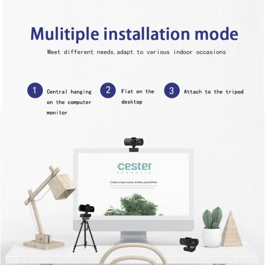 C5 4 Million Pixel Auto Focus 2K Full HD Webcam 360 Rotation USB Driver-free Live Broadcast WebCa...