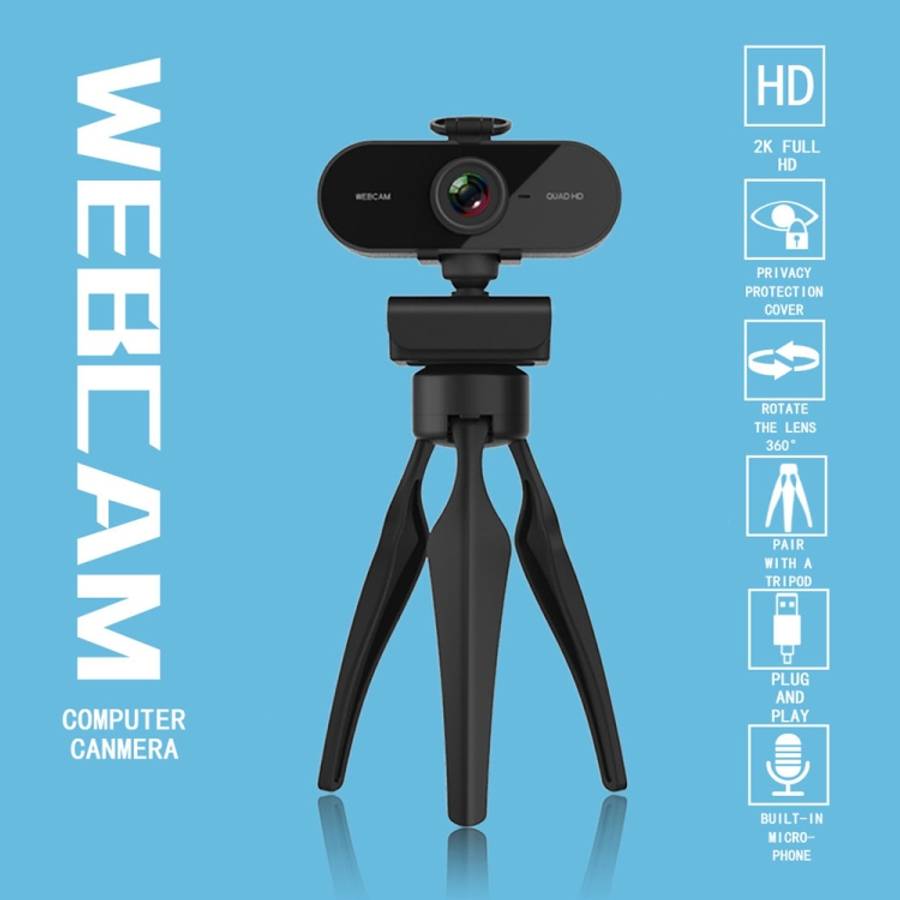 B1 4 Million Pixels 2K Resolution HD 1080P 360 Degrees Rotation Webcam with Mic &amp; Tripod