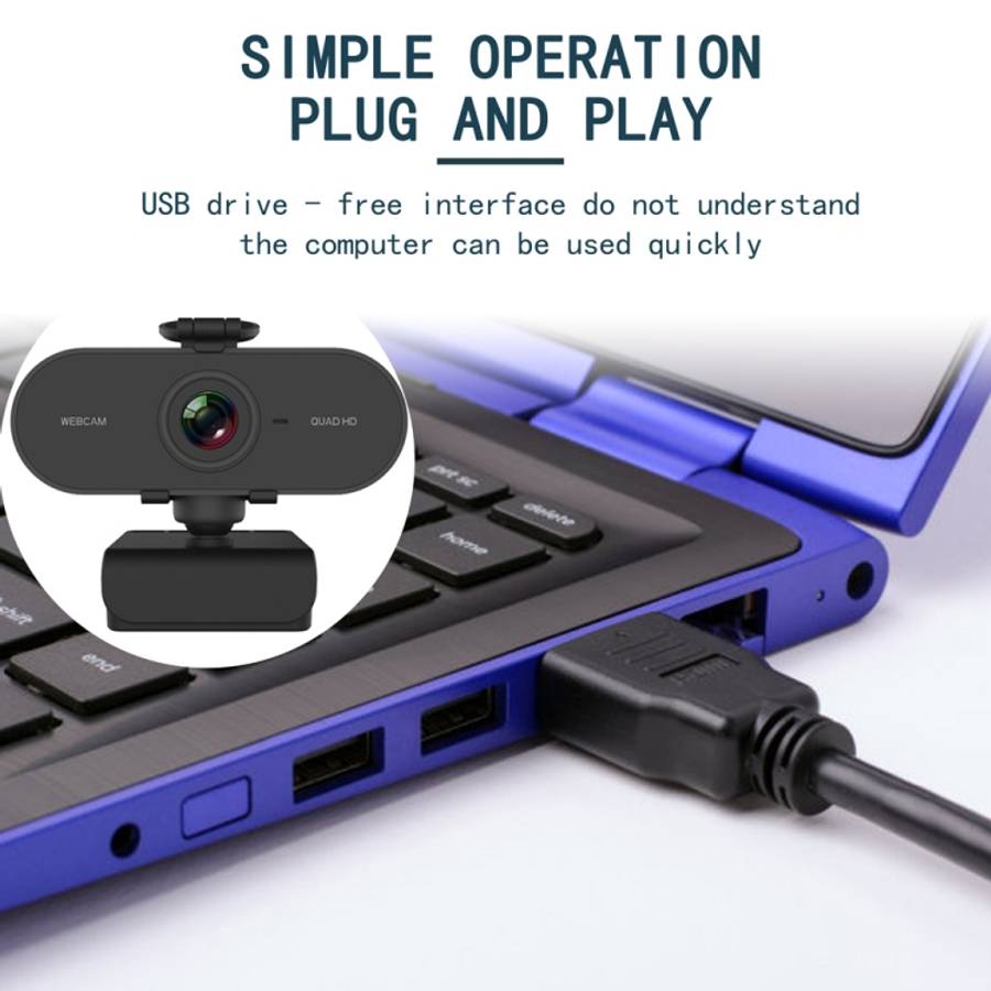 B1 4 Million Pixels 2K Resolution HD 1080P 360 Degrees Rotation Webcam with Mic &amp; Tripod