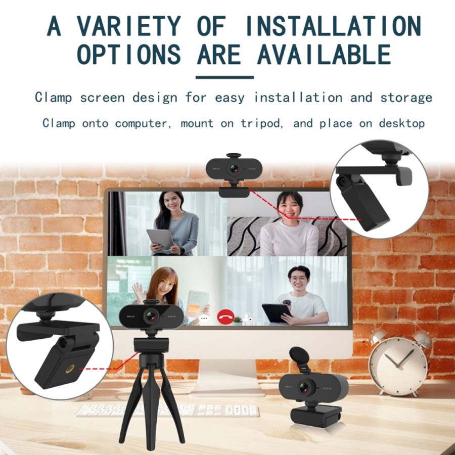 B1 4 Million Pixels 2K Resolution HD 1080P 360 Degrees Rotation Webcam with Mic &amp; Tripod