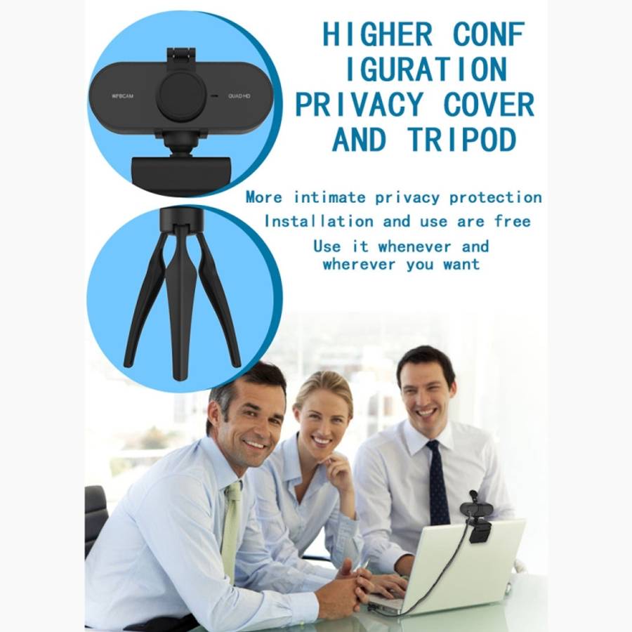 B1 4 Million Pixels 2K Resolution HD 1080P 360 Degrees Rotation Webcam with Mic &amp; Tripod