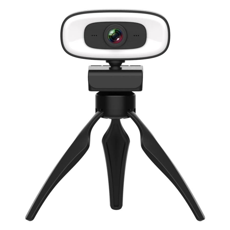 C10 2K HD Without Distortion 360 Degrees Rotate Three-speed Fill Light USB Free Drive Webcams, Bu...