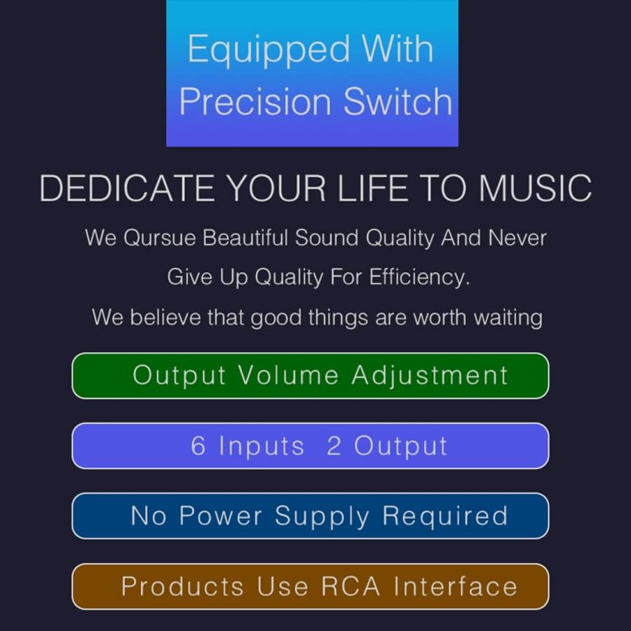 B026 6 Input 2 Output Or 2 Input 6 Output Audio Signal Source Selection Switcher RCA Port