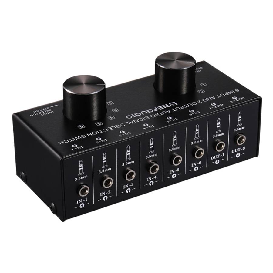 B027 6 input 2 output or 2 input 6 output audio signal source selection switcher 3.5mm interface