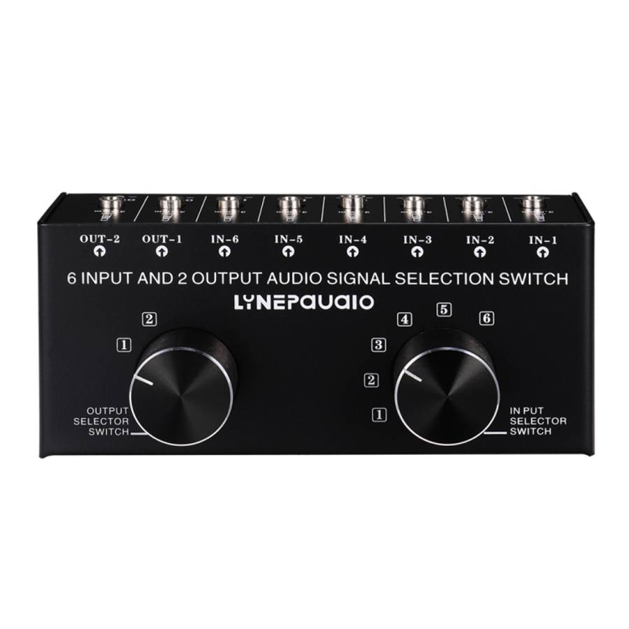 B027 6 input 2 output or 2 input 6 output audio signal source selection switcher 3.5mm interface