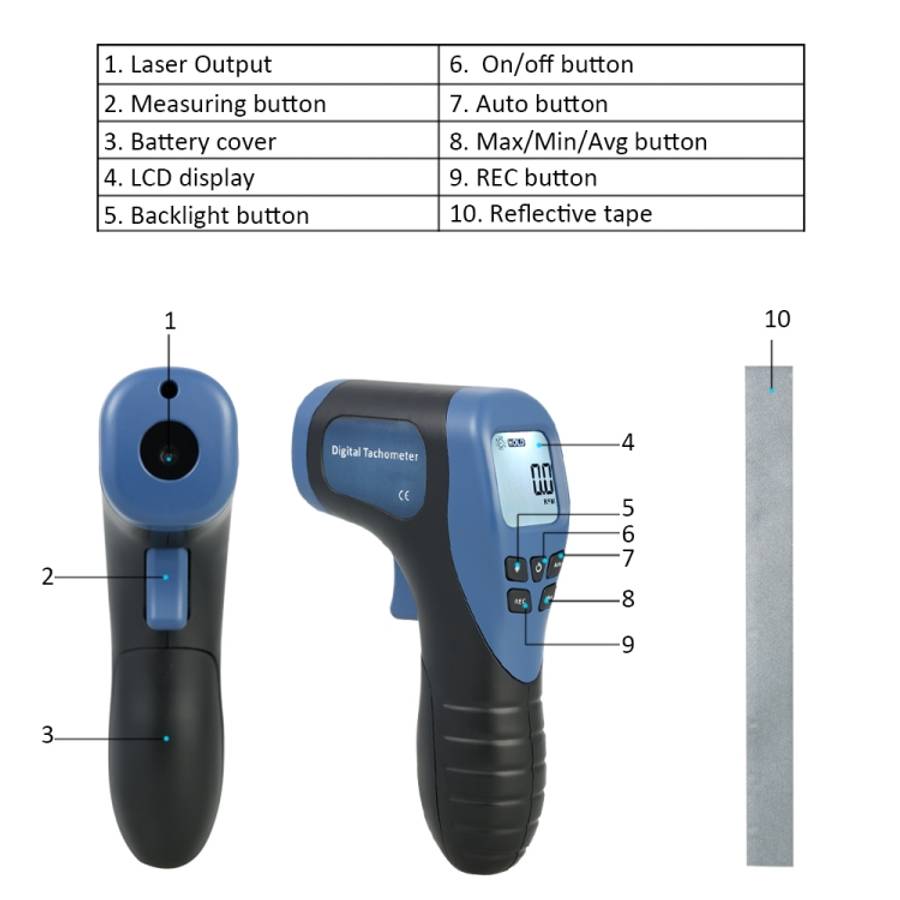 Non-contact High-precision Tachometer Digital Display Motor Speedometer