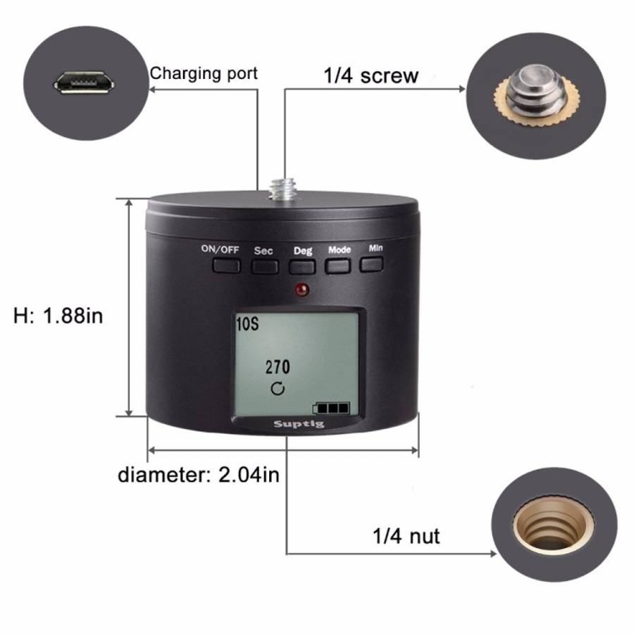 Suptig RSX-350 360 Degree Panoramic-Head Power-driven Time Lapse Stabilizer Tripod Adapter Turnta...