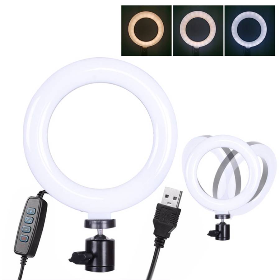 6 inch Strong Clip Fill Light With Adjustable Temperature LED Ring Light Desktop Computer Clip Li...