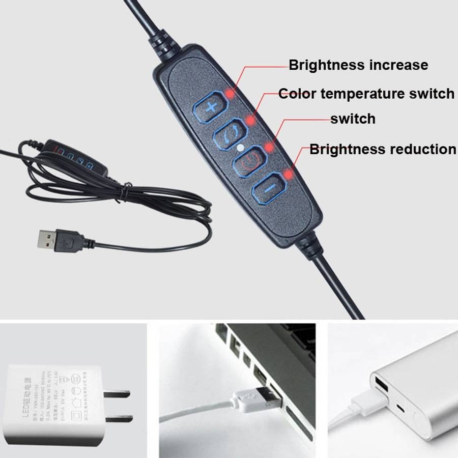6 inch Strong Clip Fill Light With Adjustable Temperature LED Ring Light Desktop Computer Clip Li...